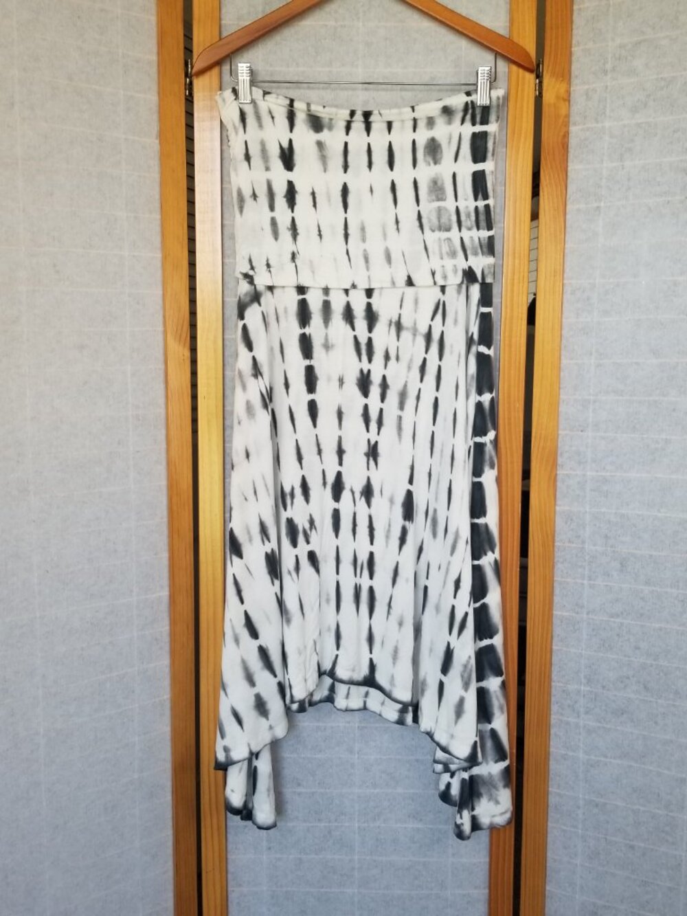Cynthia Rowley Boho Maxi Skirt Stretch Knit Foldover Waist Angled Hem Size Large